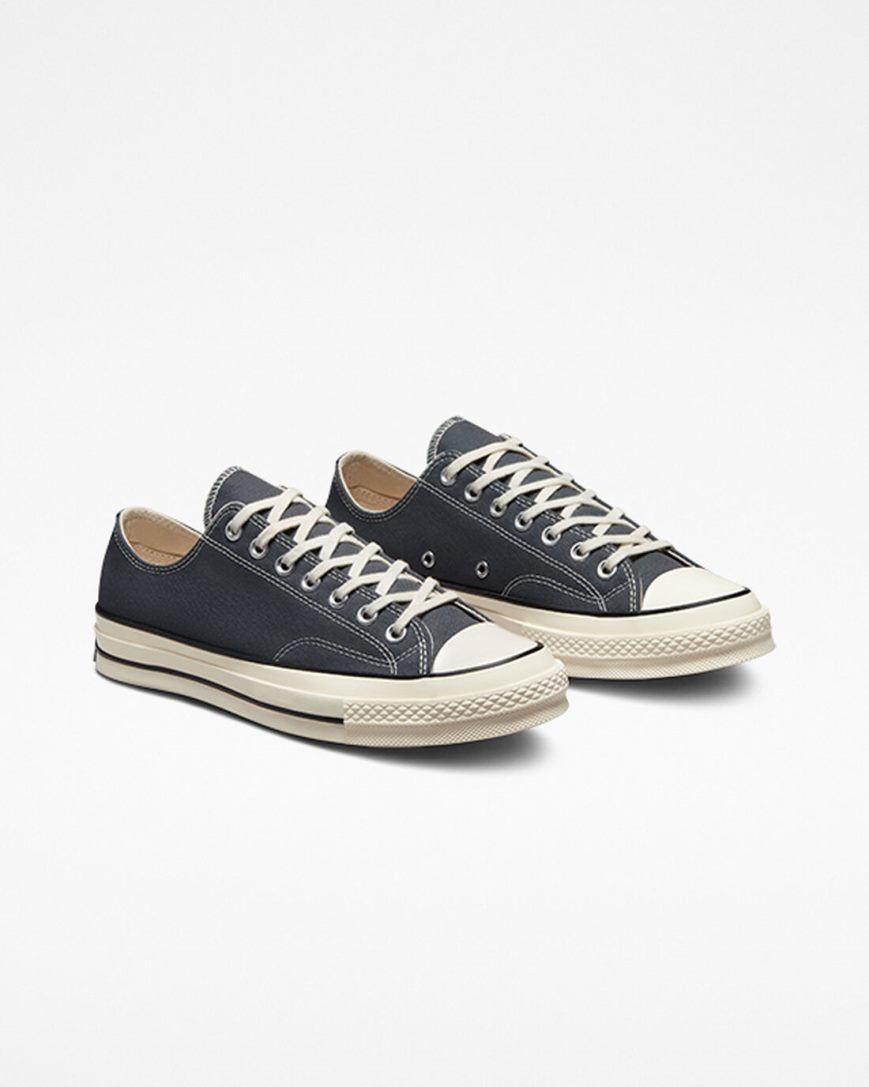 Zapatillas Bajas Converse Chuck 70 Vintage Canvas Hombre Gris Negras | PE 27EWP5